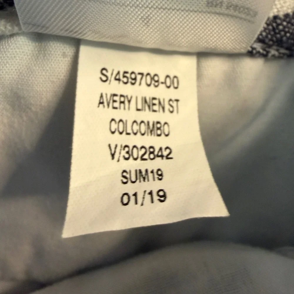 Banana Republic Avery Pants Womens‎ 4 Blue White Striped Linen Blend 459709-00